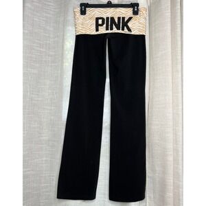Y2K Vintage Victoria's Secret Pink Foldover Flare Leggings Sequins Gold Small